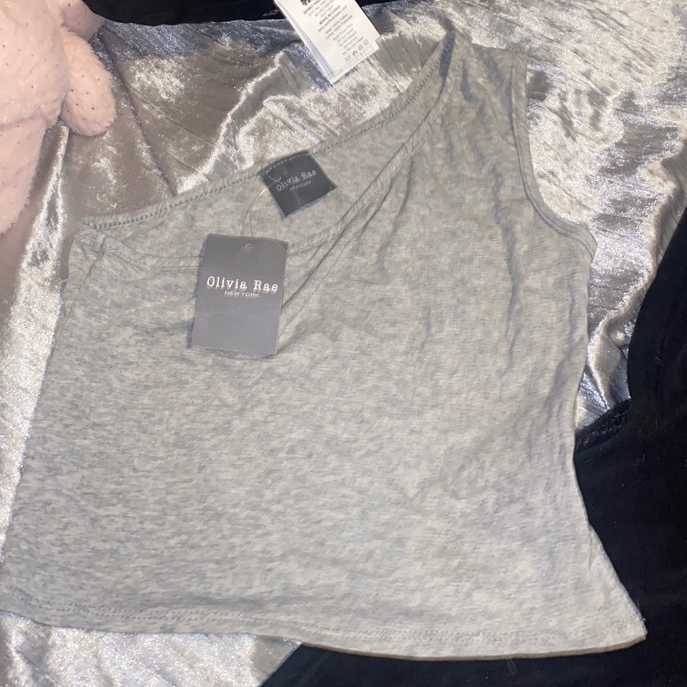 olivia rae one shoulder tank grey